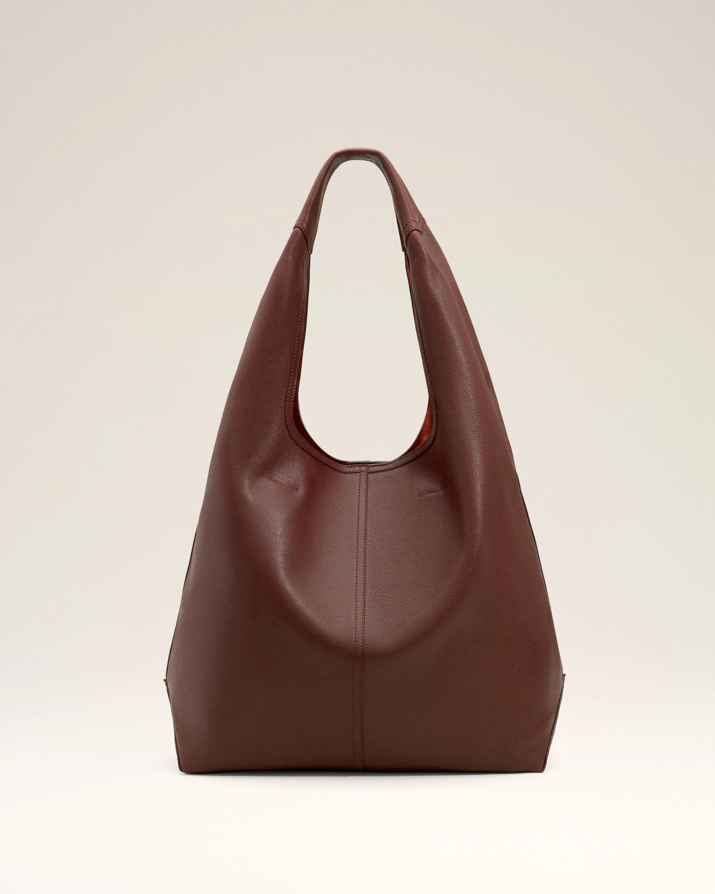 Soft Curved Oversized Leather Hobo Shoulder Bag