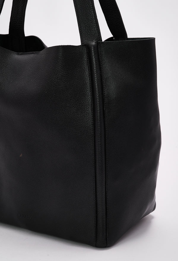 Large Leather Tote Bag - Black