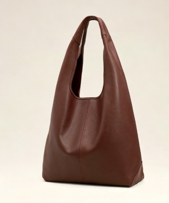 Soft Curved Oversized Leather Hobo Shoulder Bag