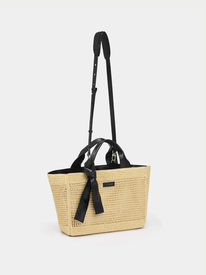 Dual Carry Woven Straw Vacation Tote Bag