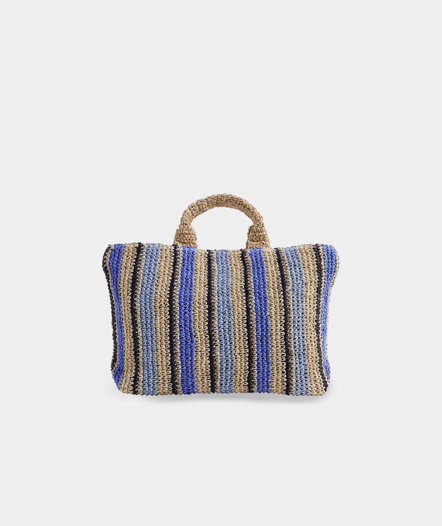 Striped Hand-Woven Mini Raffia Handheld Tote Bag