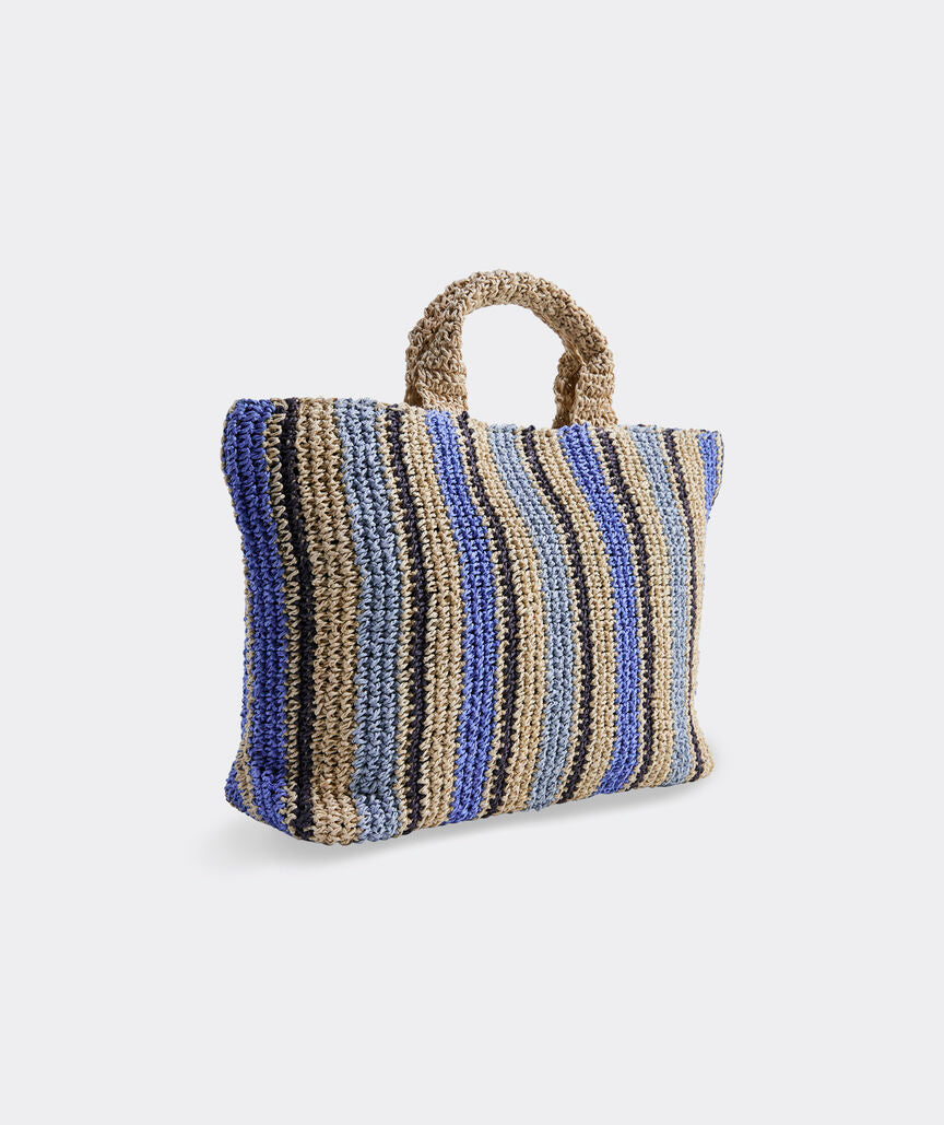 Striped Hand-Woven Mini Raffia Handheld Tote Bag