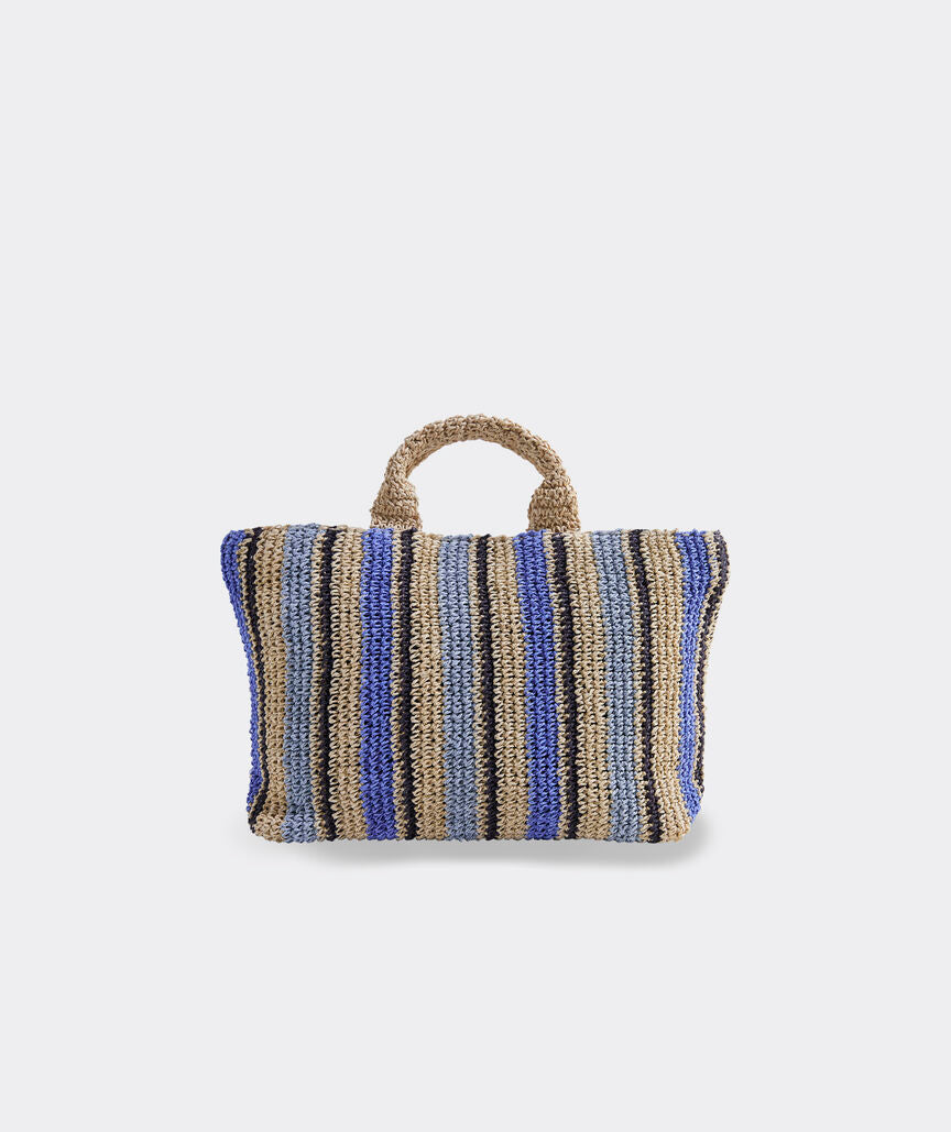 Striped Hand-Woven Mini Raffia Handheld Tote Bag