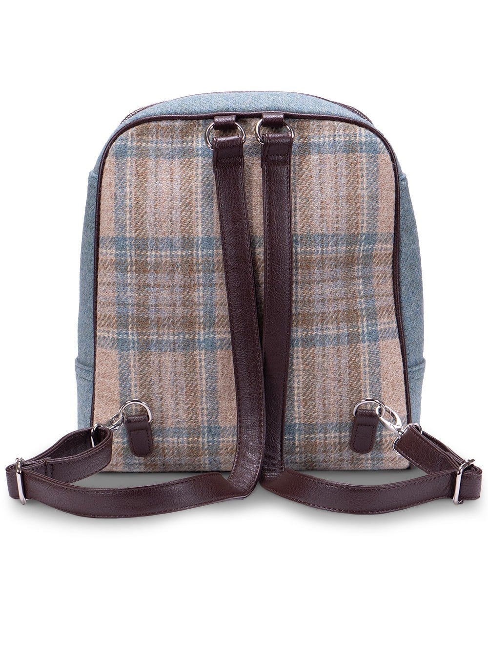 Two-Tone Plaid Wool Mini Daily Backpack