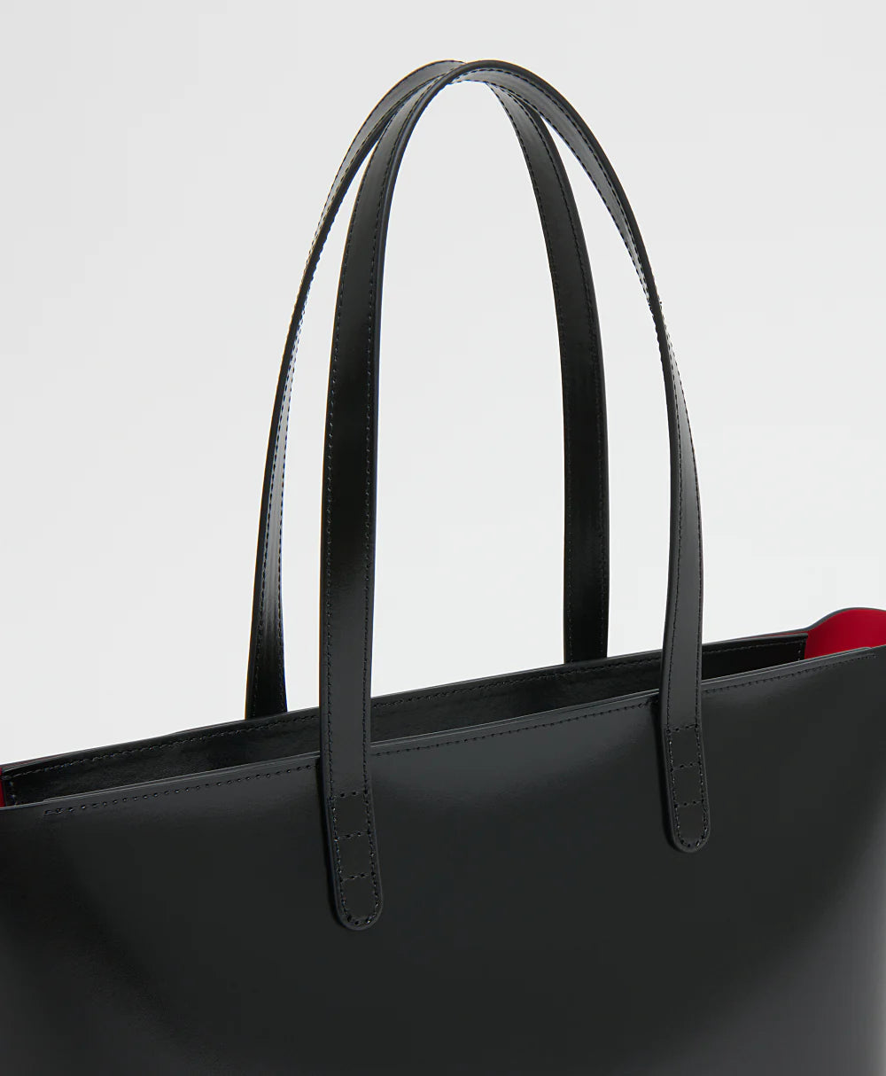 Sleek Two-Tone Interior Large Leather Tote Bag