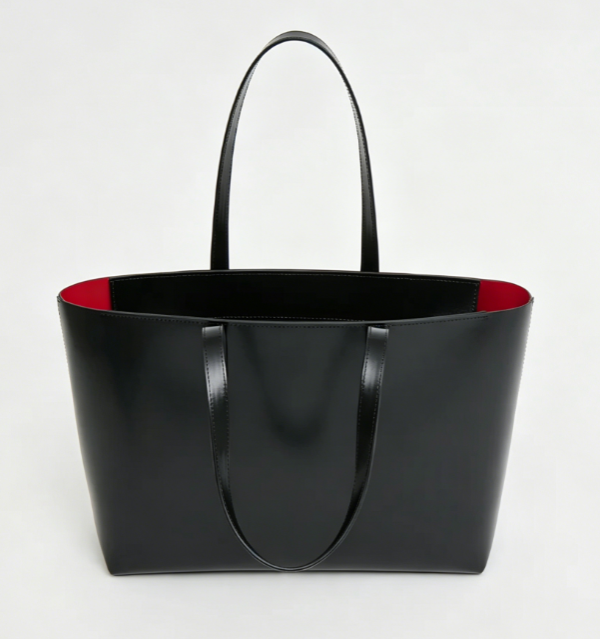 Sleek Two-Tone Interior Large Leather Tote Bag