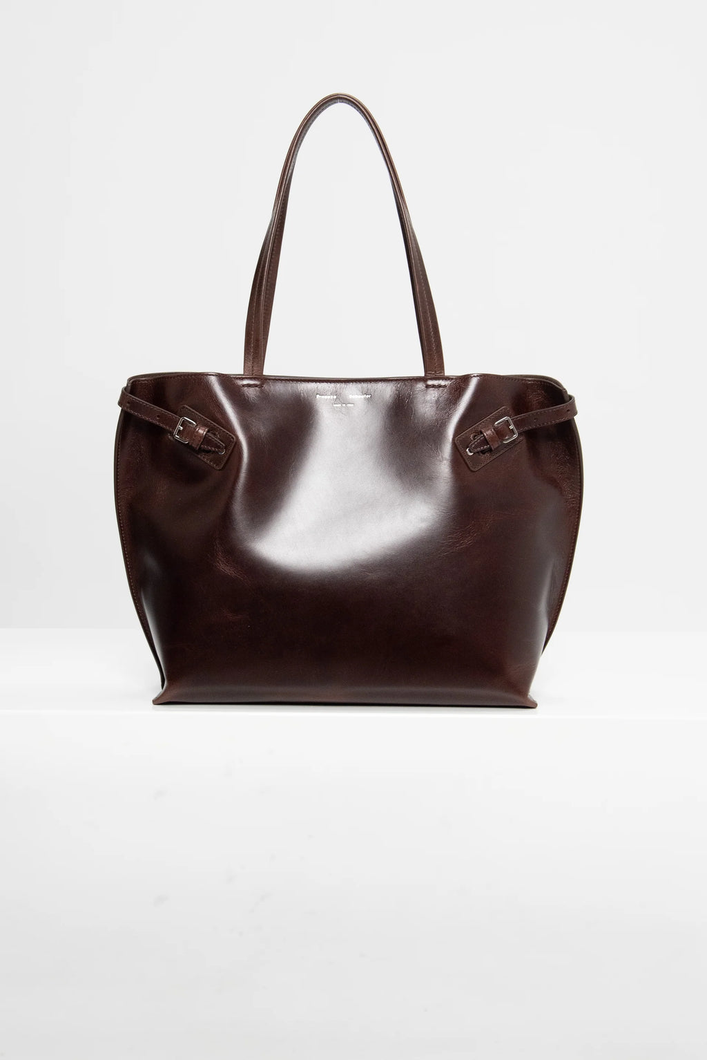 Adjustable Buckle Vintage Gloss Leather Commute Tote Bag