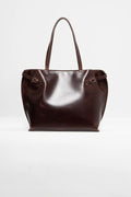 Adjustable Buckle Vintage Gloss Leather Commute Tote Bag